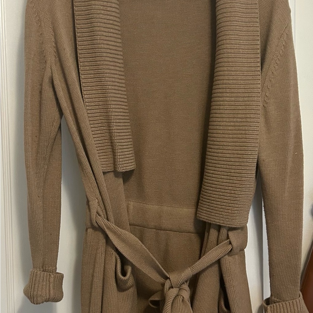 Banana Republic Tan Ribbed Belted Cardigan